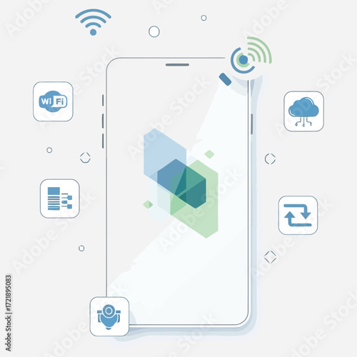 Smartphone Connectivity and Data Transfer Illustration