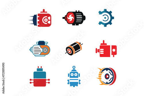 vector illustration of a set of icons of a car