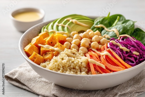 Vibrant quinoa salad with butternut squash and arugula