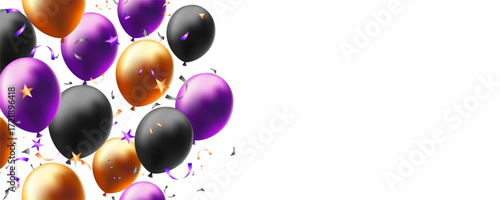Halloween balloons party concept vector illustration. decor festive background and banner, space for text