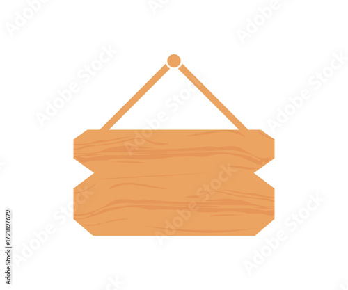 Hanging wooden board icon. Brown wooden sign vector design and illustration.

