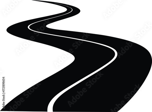  winding road path silhouette vector illustration  