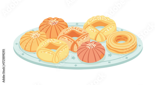 Delicious Pastries Vector on Plate 92