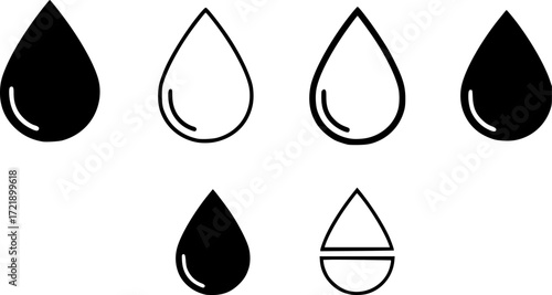 Water drops icon in filled, thin line, outline and stroke style. Vector illustration of two colored and black water drops vector icons designs can be used for mobile, ui, web
