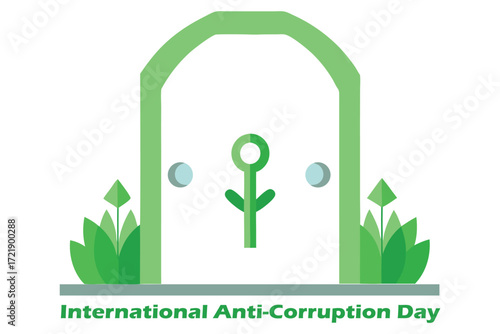 International Anti-Corruption Day Vault Transparency Plants Key Vector
