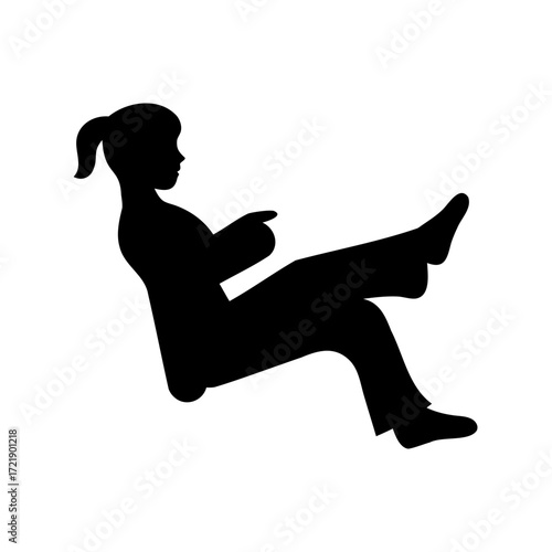 Silhouette of a reclining woman with legs up pointing in direction