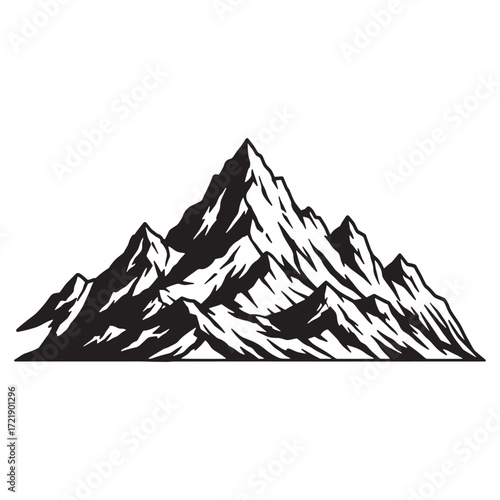 Black and white mountain range silhouette mountains