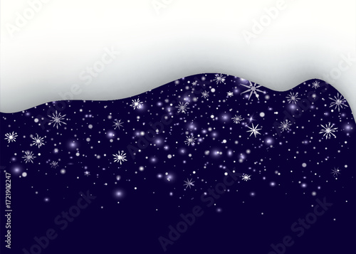 Snow and snowflakes on transparent background. Winter snowfall effect of falling white snow flakes and shining, New Year snowstorm or blizzard realistic backdrop. Christmas or Xmas holidays.