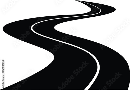  winding road journey silhouette vector illustration
