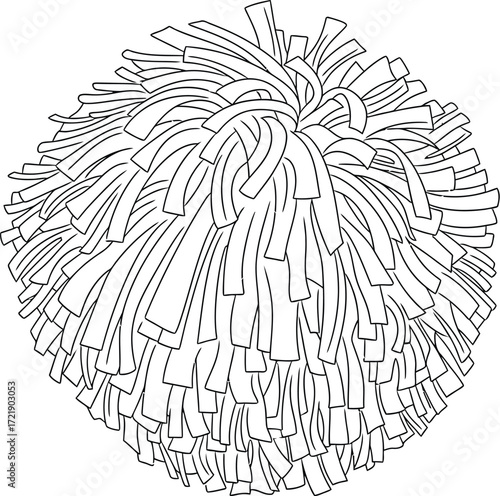 Minimalist pompom line drawing on a clean white background