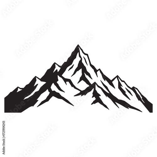 Jagged mountain range silhouette graphic mountains