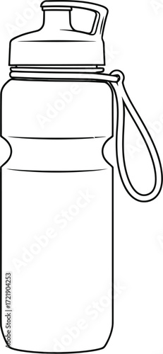Minimal water bottle outline on a plain background, simple design