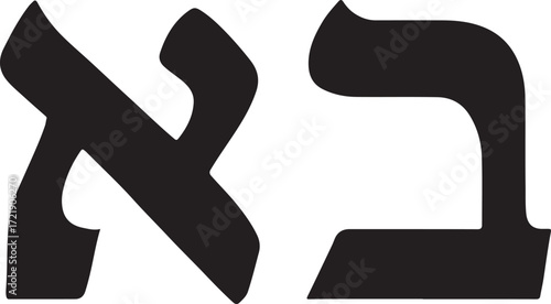 Silhouette vector EPS of Hebrew letters icon, symbolizing language, Judaism, faith, and sacred text.