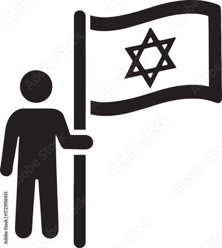 Silhouette vector EPS of Jewish prayer flag, symbolizing faith, tradition, worship, and spiritual devotion.