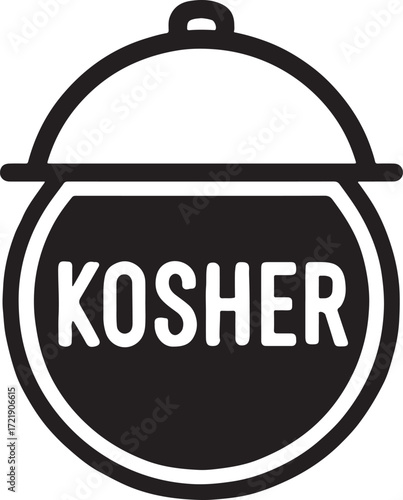Silhouette vector EPS of kosher food icon, symbol of Judaism, tradition, dietary law, purity, and faith.