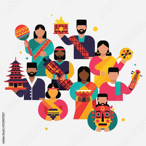Diverse Cultures Celebrating Unity and Heritage Through a Global Community