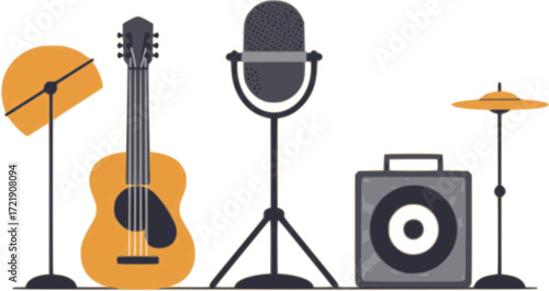 Vector Illustration of Musical Instruments Setup