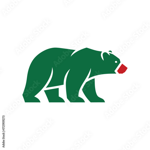 Green Bear Silhouette Illustration red animal wildlife logo icon graphic design nature symbol vector clipart mammal forest woods fauna