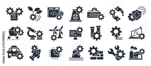 engineering icon set editable stroke linear style sign for