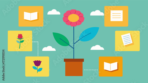 A memory board is like a garden of the mind with each picture and note representing a beautiful flower that has blossomed and become a part of our memory.. Vector illustration