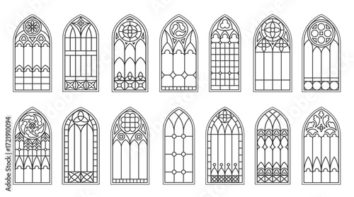 catholic gothic church windows black silhouettes 