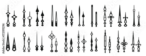  clock hands time black pointers watch arrows vector