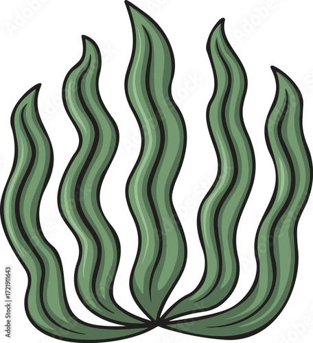 Green seaweed with flowing blades
