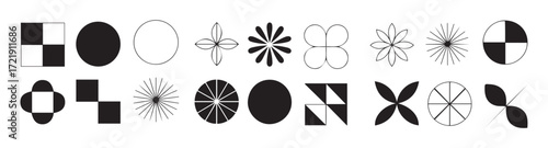 collection of black and white geometric shapes abstract Vector illustration