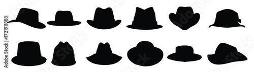 collection of hat silhouette Vector illustration