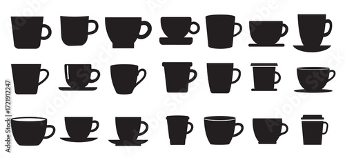 cups silhouette white background vector illustration