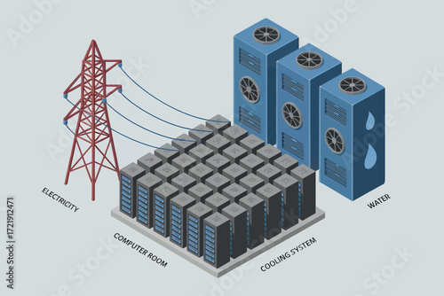 Modern battery energy storage system connects to electrical grid tower for sustainable power solutions and grid stability services