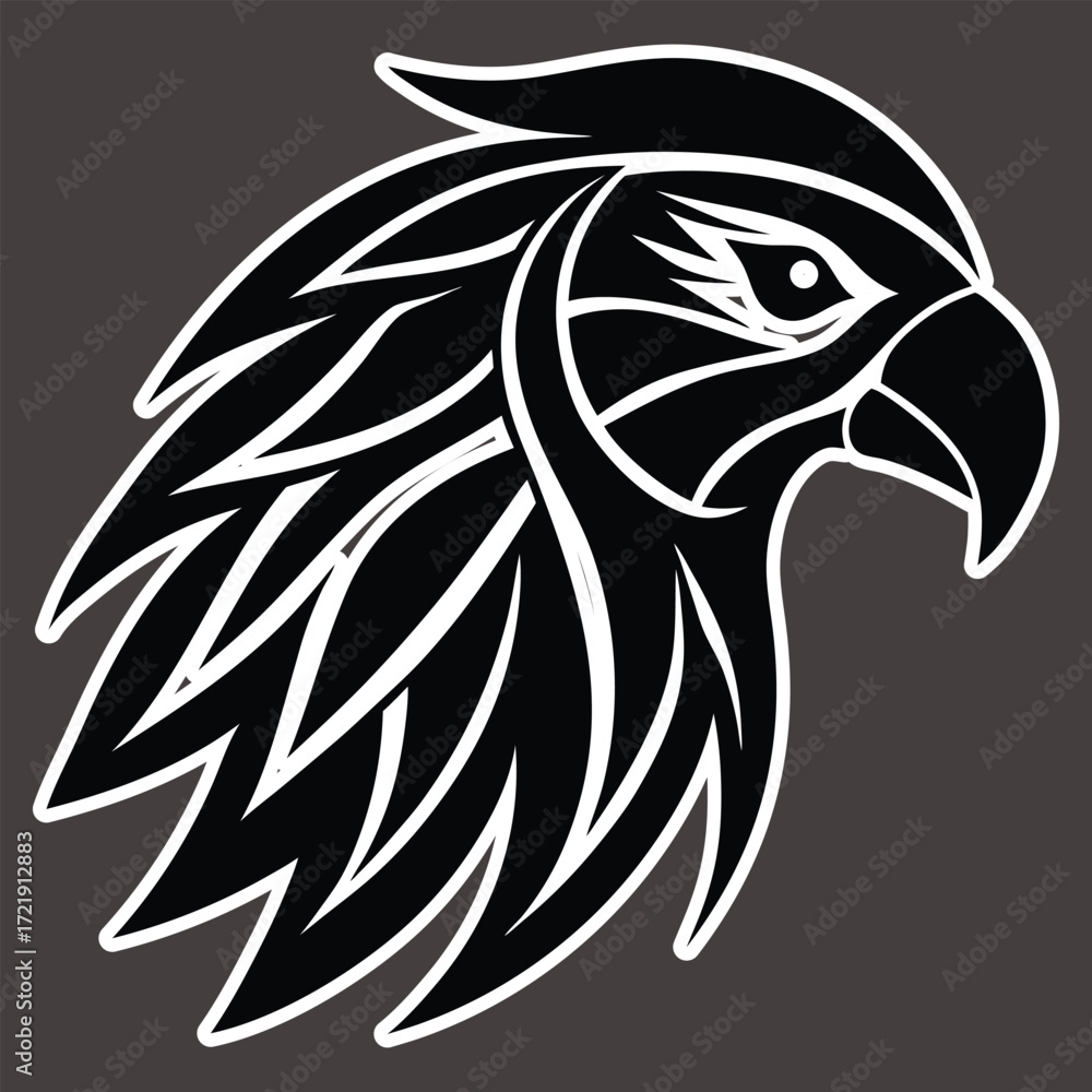 Obraz premium Stylized eagle head profile graphic bird