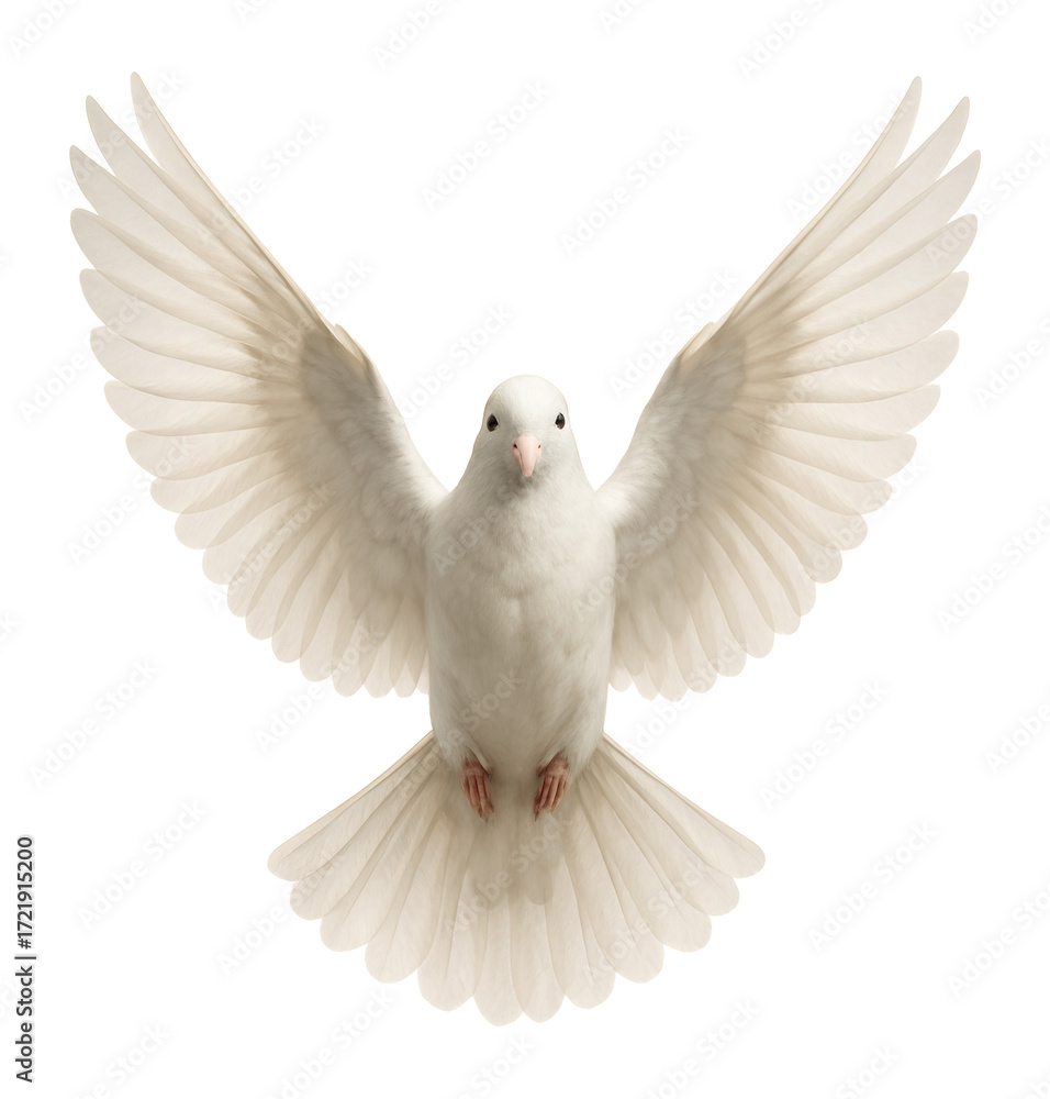 Obraz premium Isolated dove with outstretched wings.