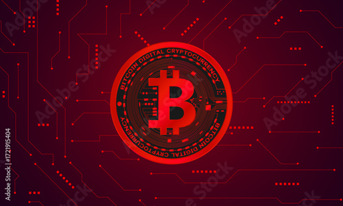 red bitcoin digital currency , futuristic digital money	