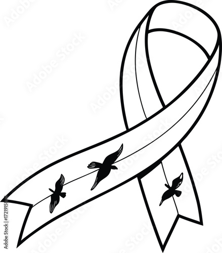 Decorative Fabric Loop Illustration with Flowing Ribbons for Elegant Layouts