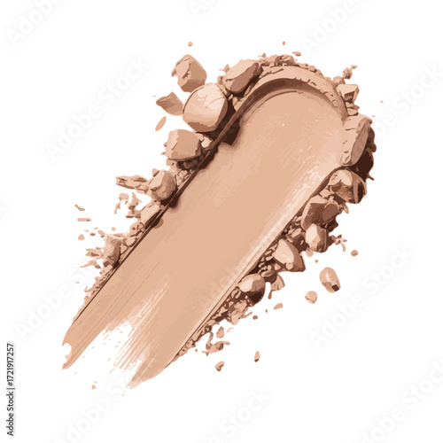Swirl of crushed beige powder makeup texture with scattered particles vector