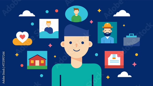 A memory board is a visual representation of our personal history filled with snapshots of our greatest joys and hardest moments.. Vector illustration