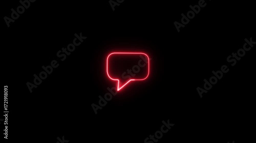Glowing neon color message box icon conversation notice message icon animation.Neon text message icon.Glowing neon light massage icon animation.Animated neon line massage icon with massage icon.4k