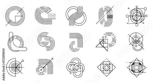 Abstract Geometric Shapes and Line Art Designs for Modern Graphics and Branding