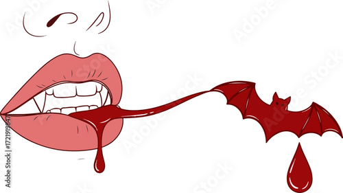 Vampire mouth with blood dripping