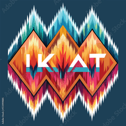 IKAT textile design vibrant colors abstract pattern art ikat textile