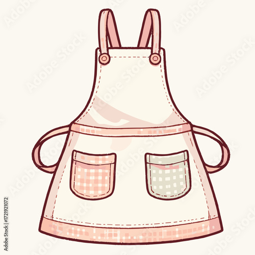 Apron with pockets in neutral fabric