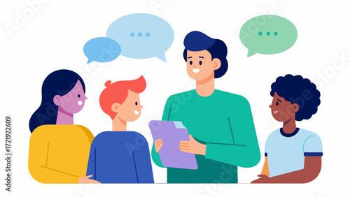 A person with a stutter participating in a support group led by a speech the where they can share their experiences and practice their speech techniques in a safe supportive. Vector illustration