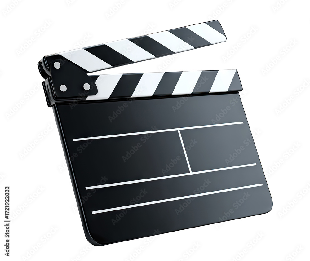 Fototapeta premium Classic movie clapperboard isolated on transparent cutout background
