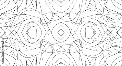 Intricate symmetrical abstract line art creating a complex ornamental pattern for backgrounds and design concepts
