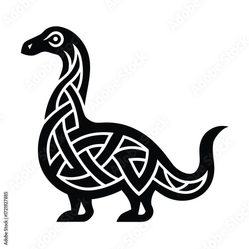 Celtic knotwork dragon or serpent illustration isolated on white background