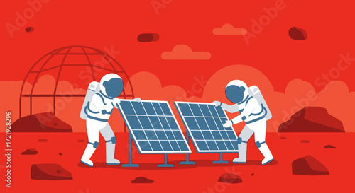 Astronauts Installing Solar Panels on Mars A Future of Renewable Energy and Space Exploration