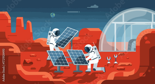 Astronauts Building Solar Panels on Mars A Vision of Future Exploration and Sustainability