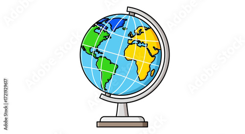 Detailed illustration of the Earth globe, showcasing continents and oceans, on a white background for educational purposes