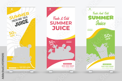 Fruit juice roll up banner design template